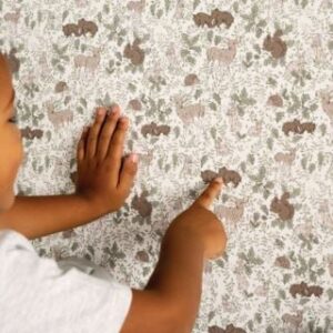 Wooden Animals tapettinäyte vihreä